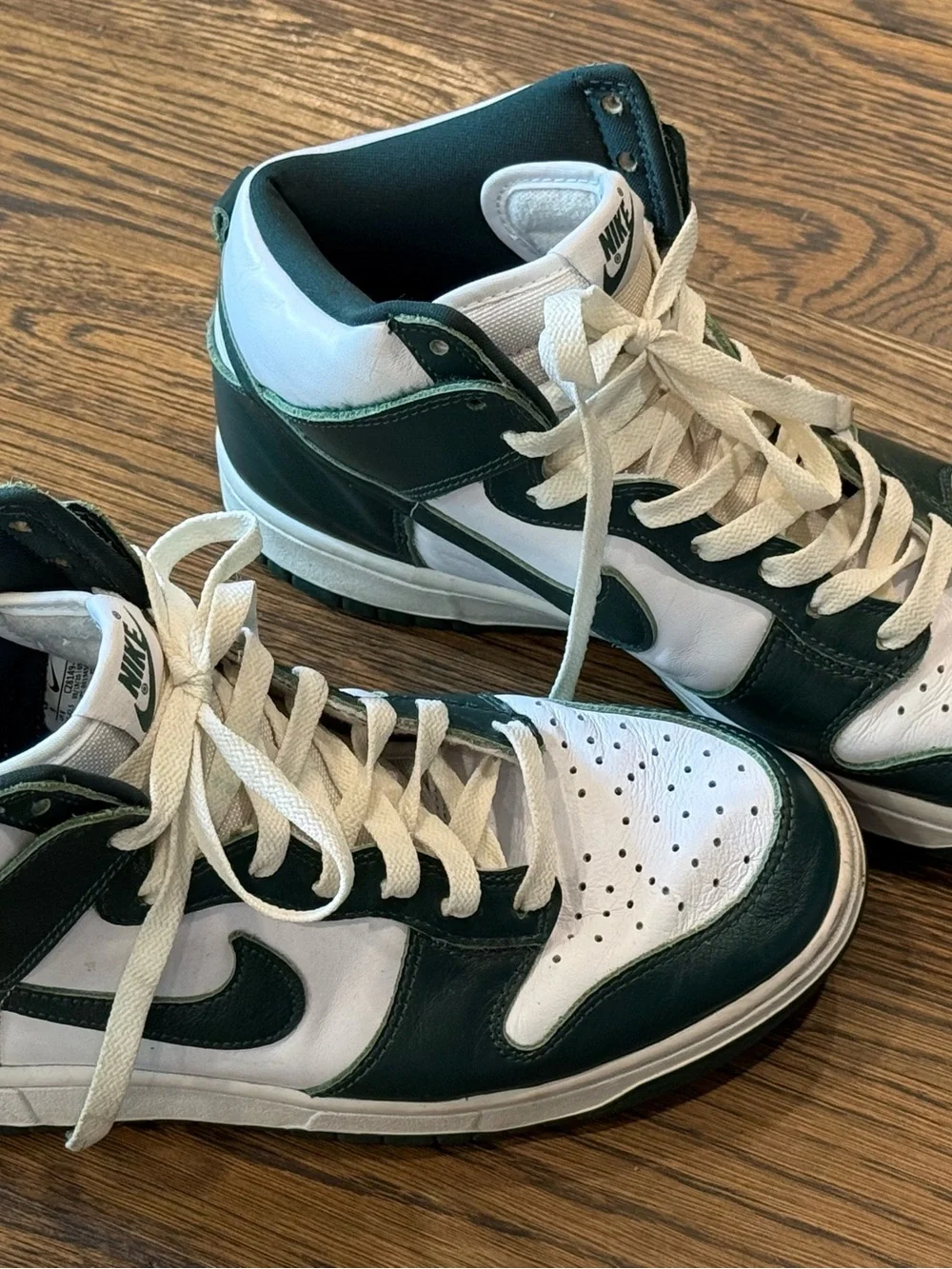 Nike High-Top Sneakers in White and Dark Green MSU size 9